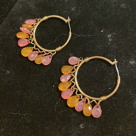 1.75” gold plated hypoallergenic Cleopatra open hoop latch back earrings - Picture 4 of 12